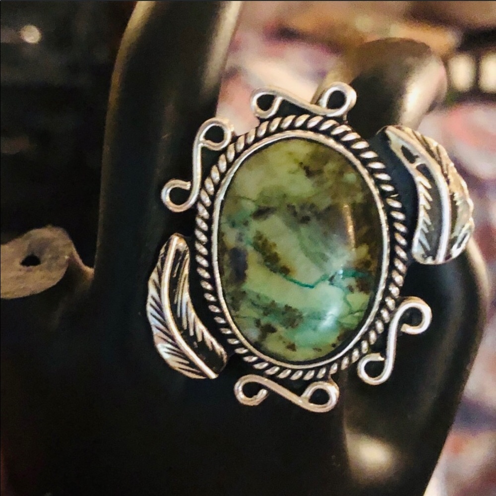 ADJUSTABLE VINTAGE SS/Carico Lake turquoise ring